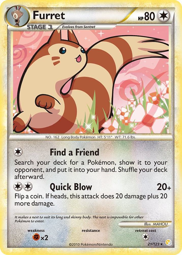 Furret 21/123 card from HeartGold SoulSilver