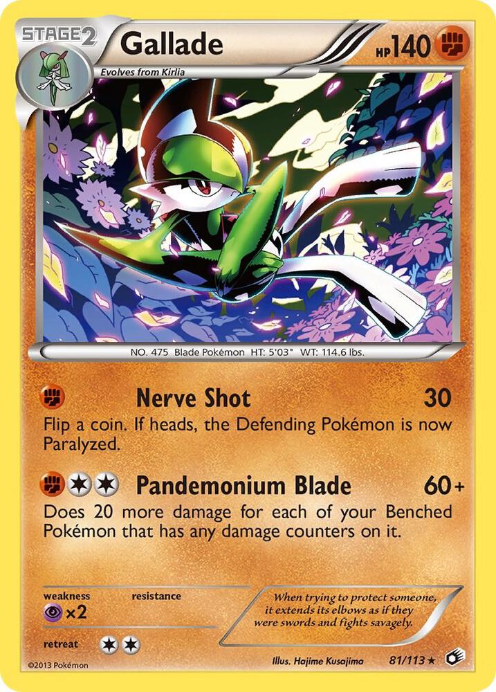 Gallade 81/113 card from Legendary Treasures