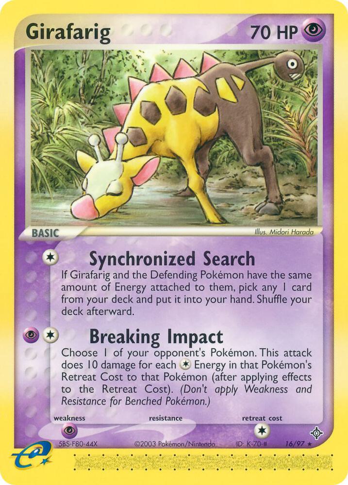 Girafarig 16/97 card from Dragon