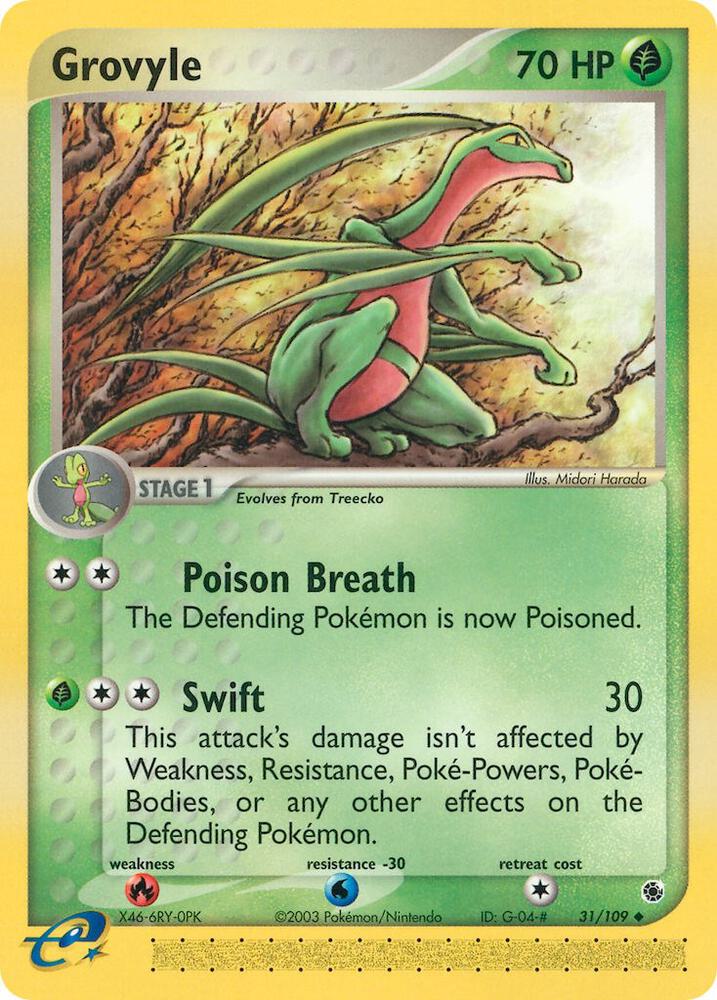Grovyle 31/109 card from Ruby and Sapphire