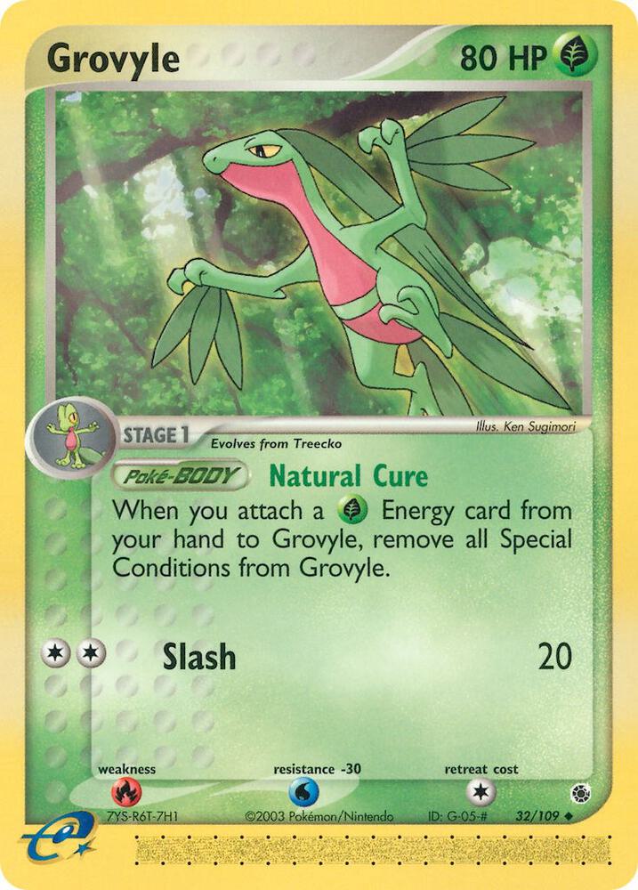 Grovyle 32/109 card from Ruby and Sapphire