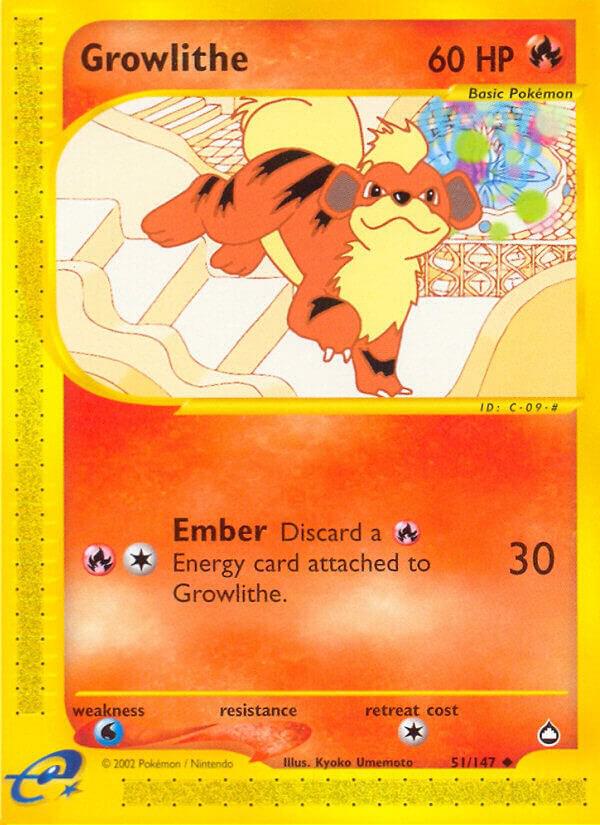 Growlithe (51) 051/147 card from Aquapolis