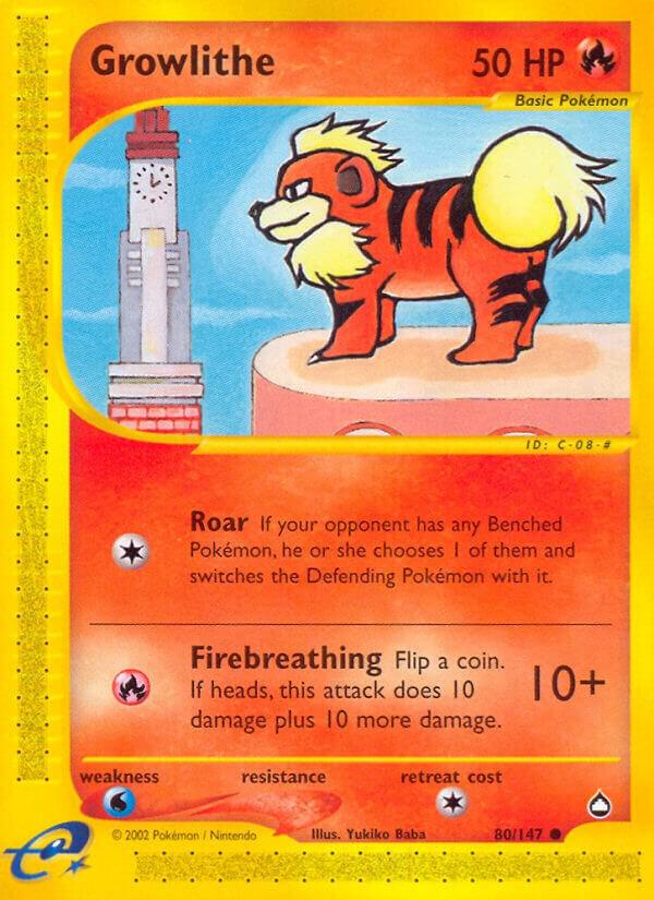 Growlithe (80) 080/147 card from Aquapolis