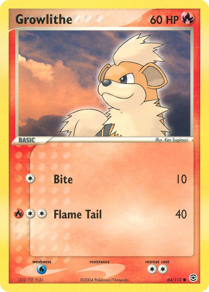 Growlithe 64/112 card from FireRed & LeafGreen