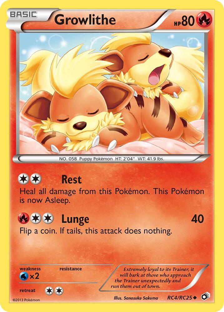 Growlithe RC4/RC25 card from Legendary Treasures: Radiant Collection