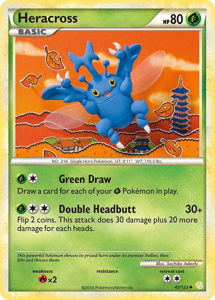 Heracross 43/123 card from HeartGold SoulSilver