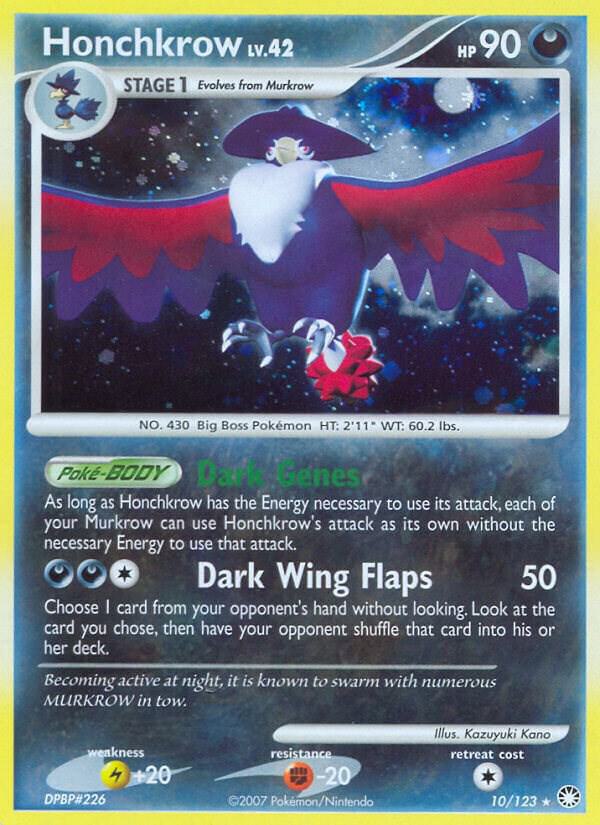 Honchkrow 10/123 card from Mysterious Treasures