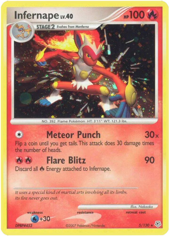Infernape 5/130 card from Diamond and Pearl