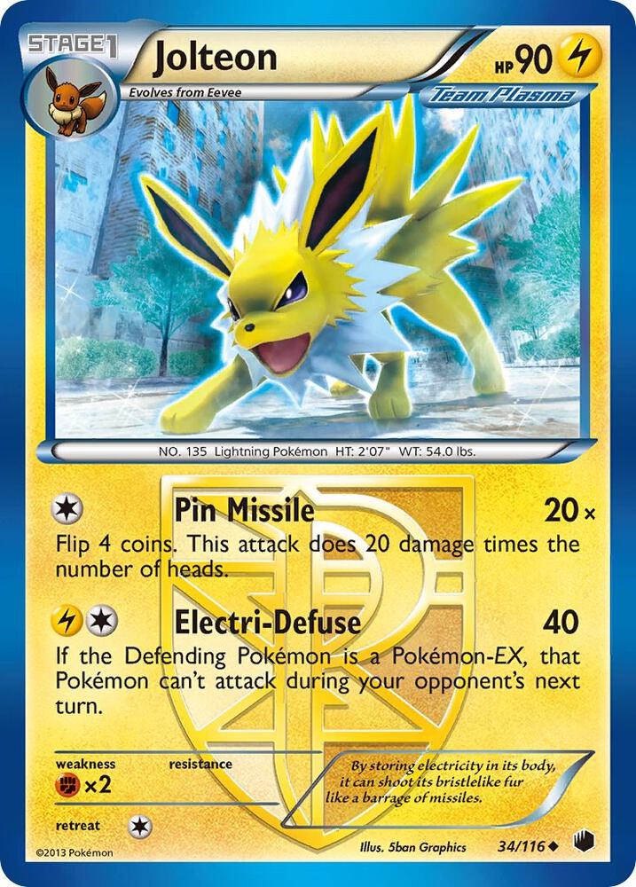 Jolteon (Team Plasma) 34/116 card from Plasma Freeze