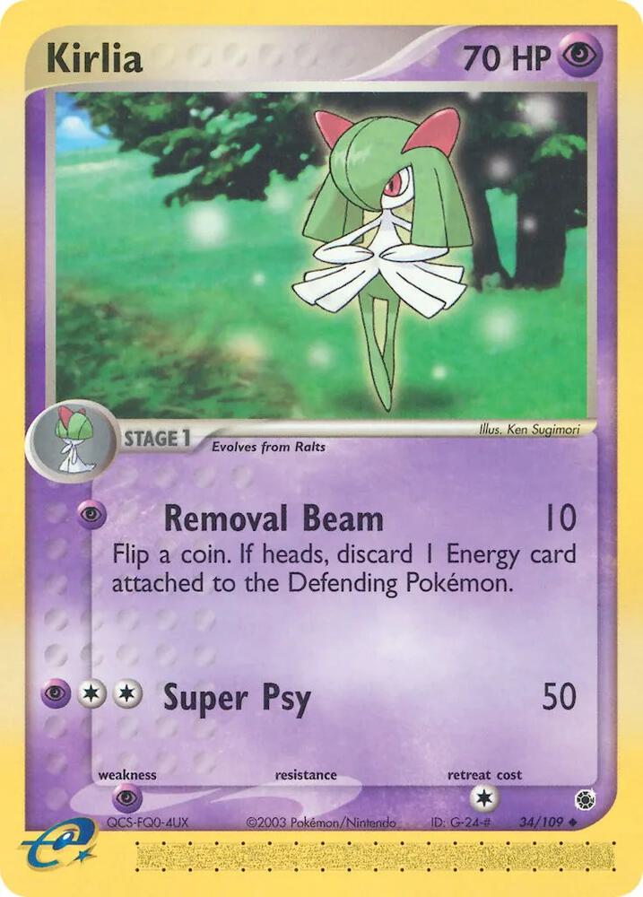 Kirlia 34/109 card from Ruby and Sapphire
