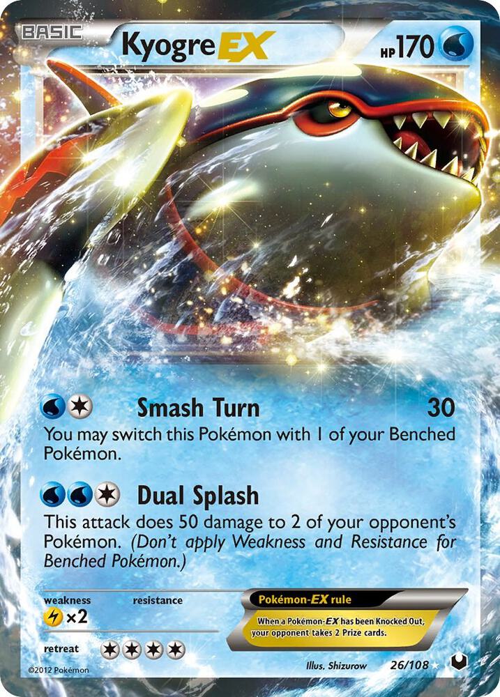 Kyogre EX 26/108 card from Dark Explorers