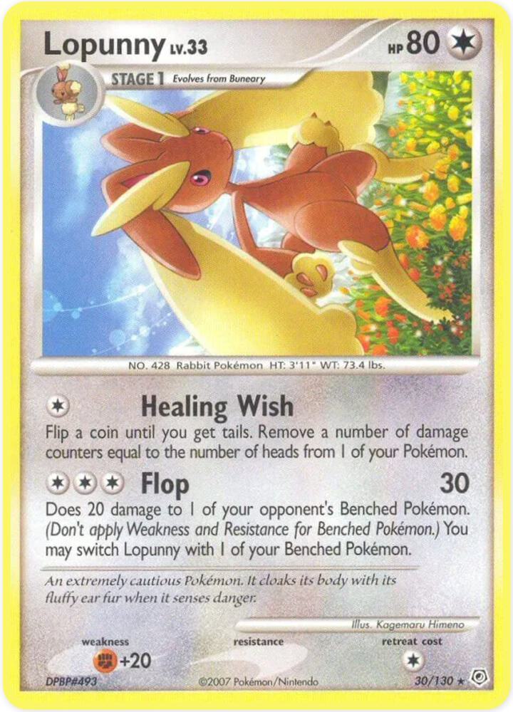 Lopunny 30/130 card from Diamond and Pearl