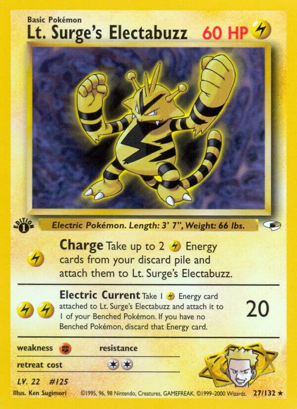 Lt. Surge's Electabuzz (27) 027/132 card from Gym Heroes
