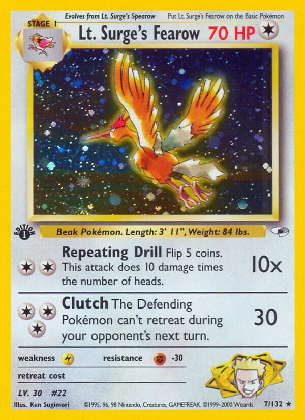 Lt. Surge's Fearow 007/132 card from Gym Heroes