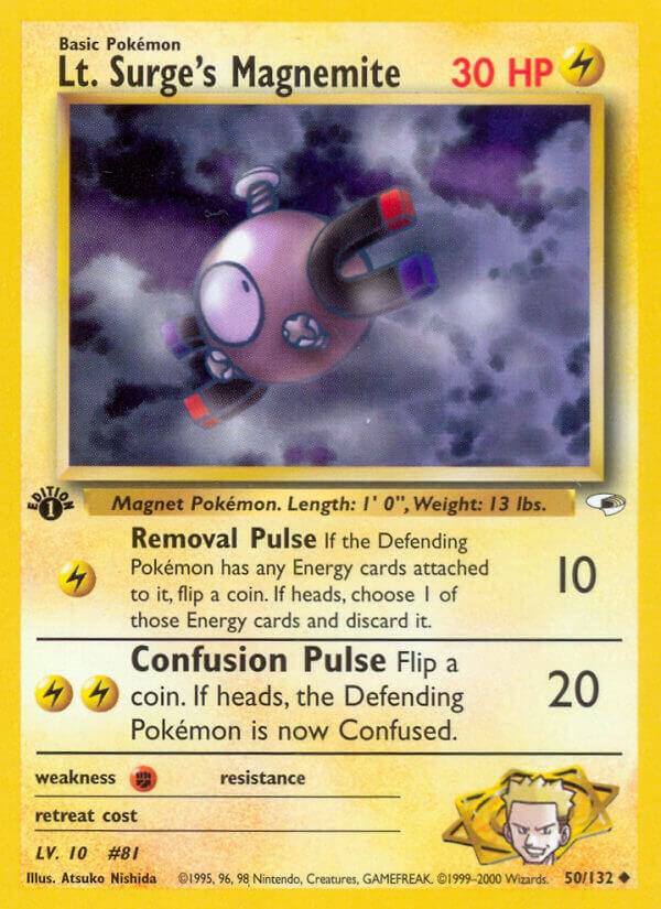 Lt. Surge's Magnemite (50) 050/132 card from Gym Heroes