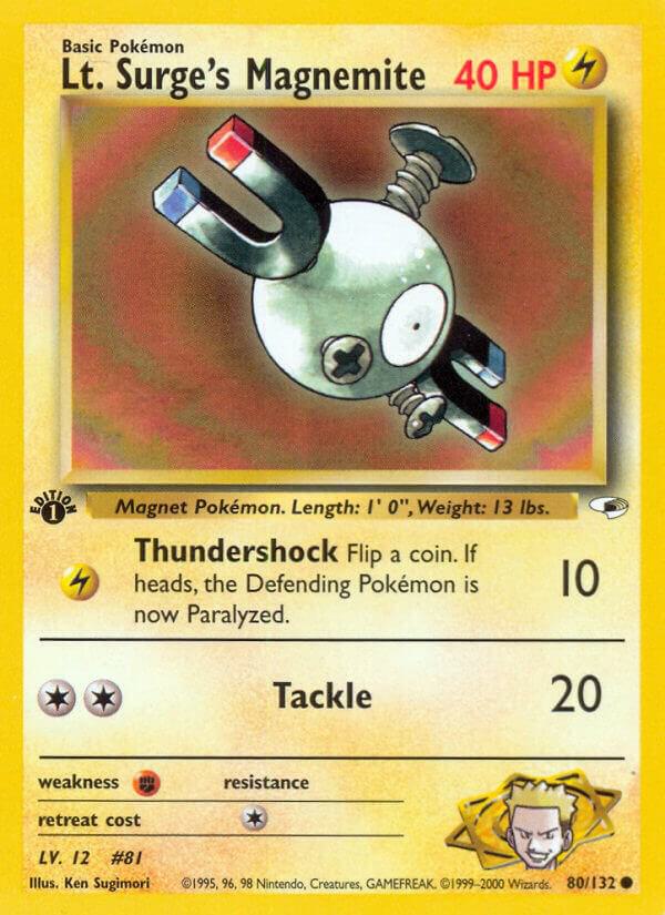 Lt. Surge's Magnemite (80) 080/132 card from Gym Heroes