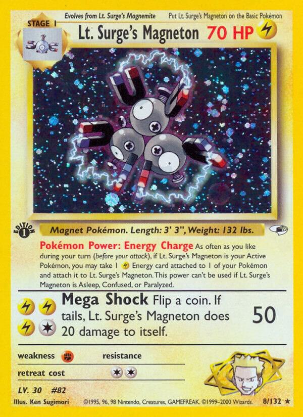 Lt. Surge's Magneton 008/132 card from Gym Heroes