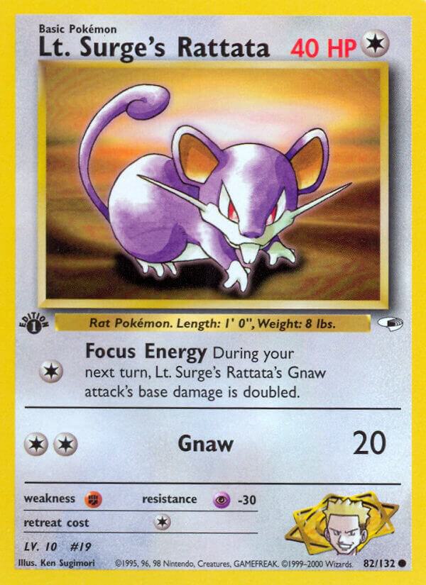 Lt. Surge's Rattata 082/132 card from Gym Heroes