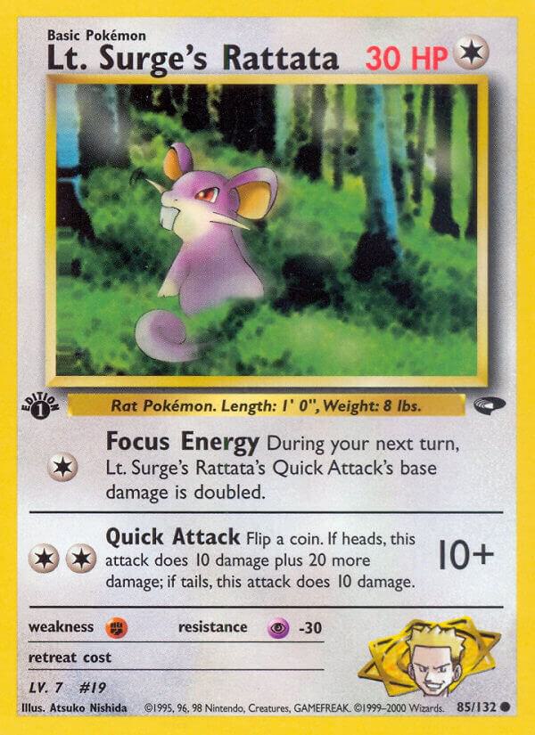 Lt. Surge's Rattata 085/132 card from Gym Challenge