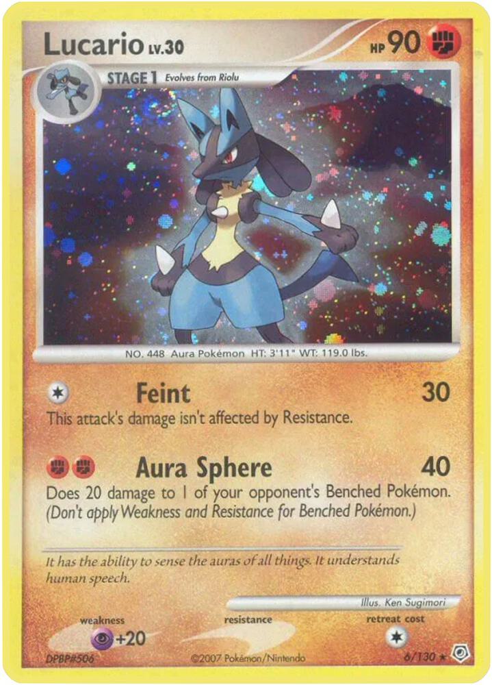 Lucario 6/130 card from Diamond and Pearl