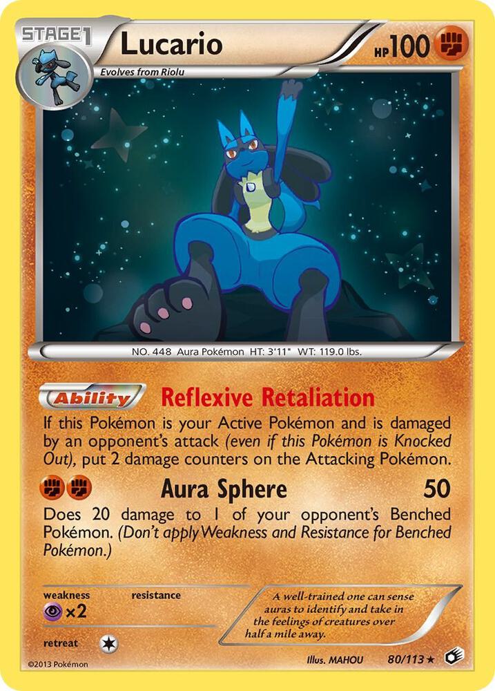 Lucario 80/113 card from Legendary Treasures