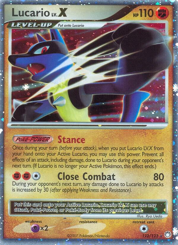 Lucario LV.X 122/123 card from Mysterious Treasures