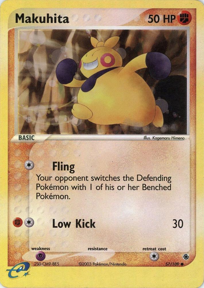 Makuhita 57/109 card from Ruby and Sapphire