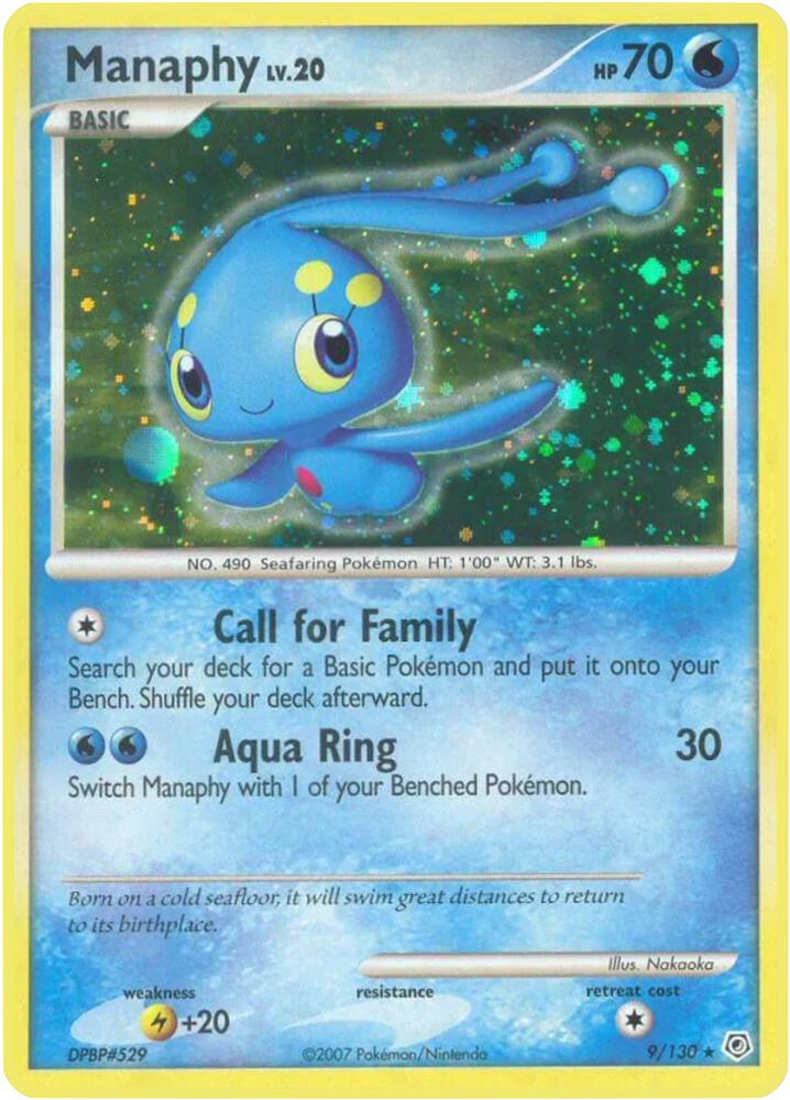 Manaphy 9/130 card from Diamond and Pearl
