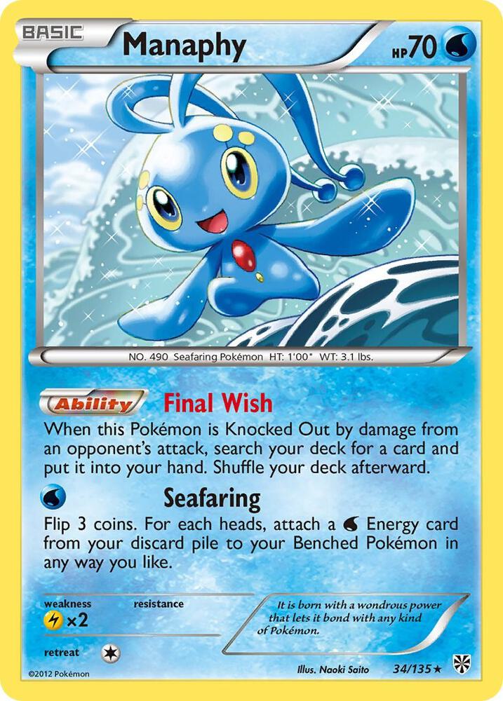 Manaphy 34/135 card from Plasma Storm