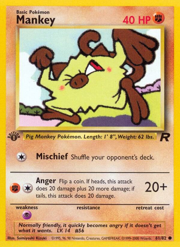 Mankey 61/82 card from Team Rocket