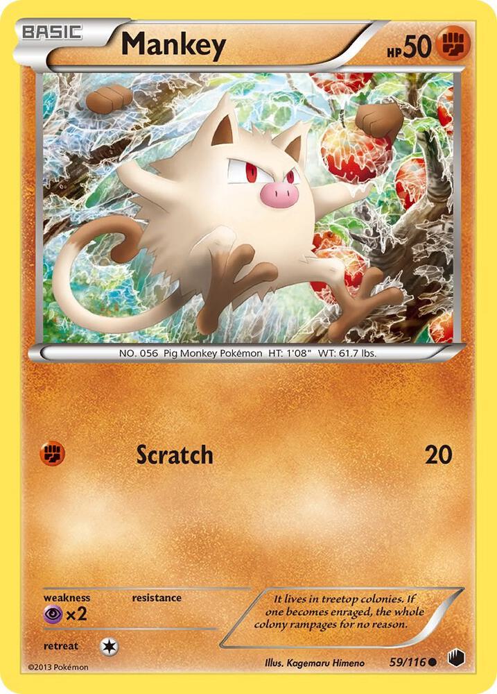 Mankey 59/116 card from Plasma Freeze