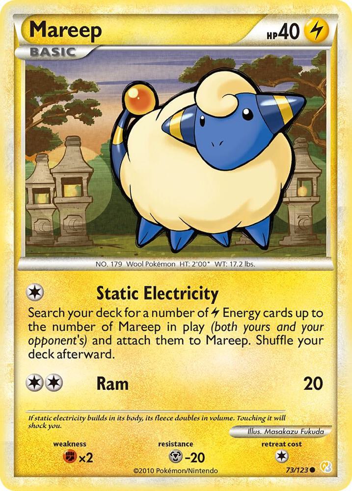 Mareep 73/123 card from HeartGold SoulSilver