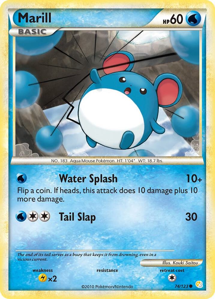 Marill 74/123 card from HeartGold SoulSilver