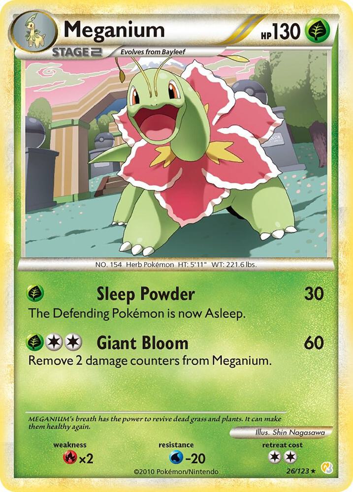 Meganium 26/123 card from HeartGold SoulSilver