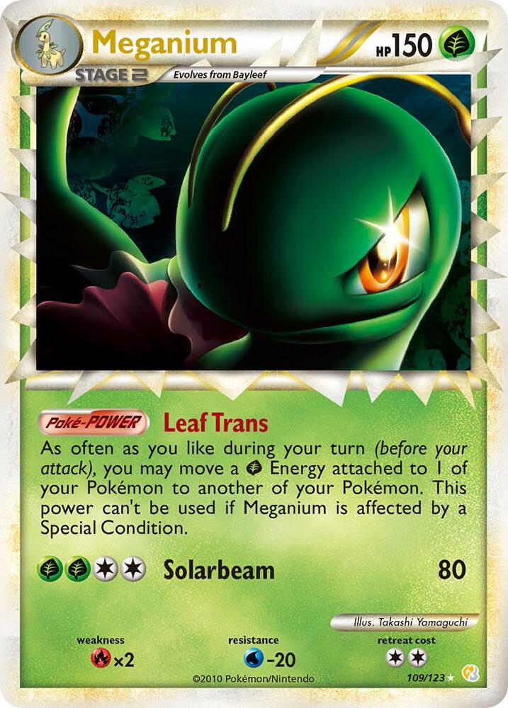 Meganium (Prime) 109/123 card from HeartGold SoulSilver