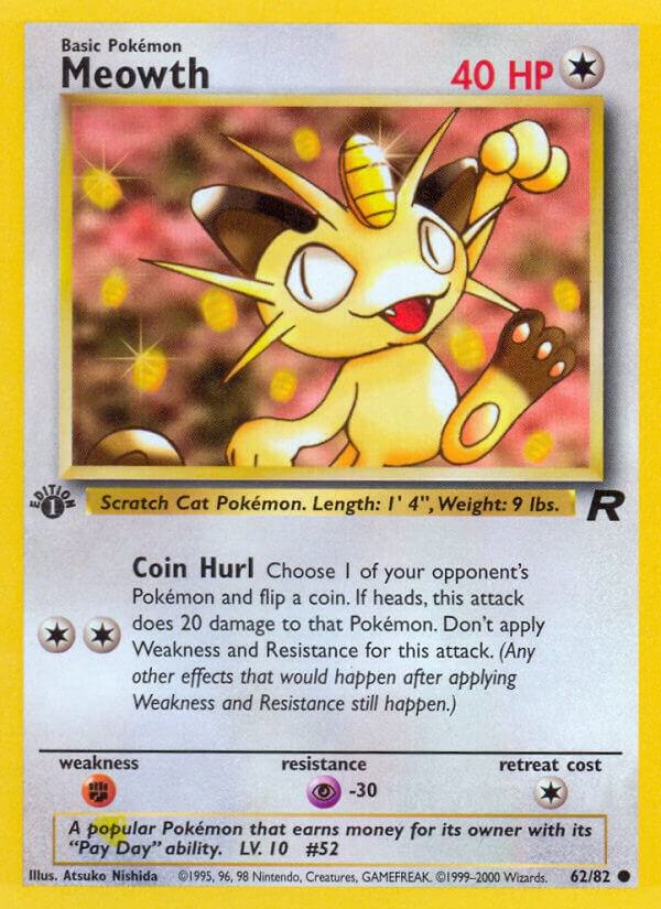 Meowth 62/82 card from Team Rocket