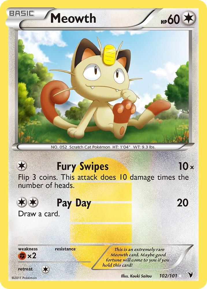 Meowth 102/101 card from Noble Victories