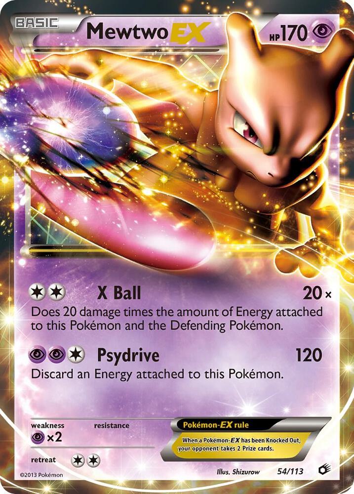 Mewtwo EX 54/113 card from Legendary Treasures