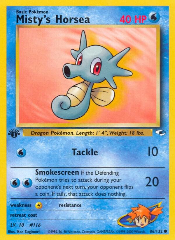 Misty's Horsea 086/132 card from Gym Heroes