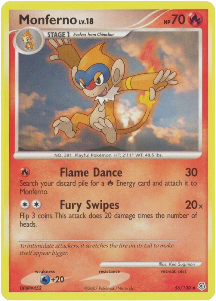 Monferno 56/130 card from Diamond and Pearl