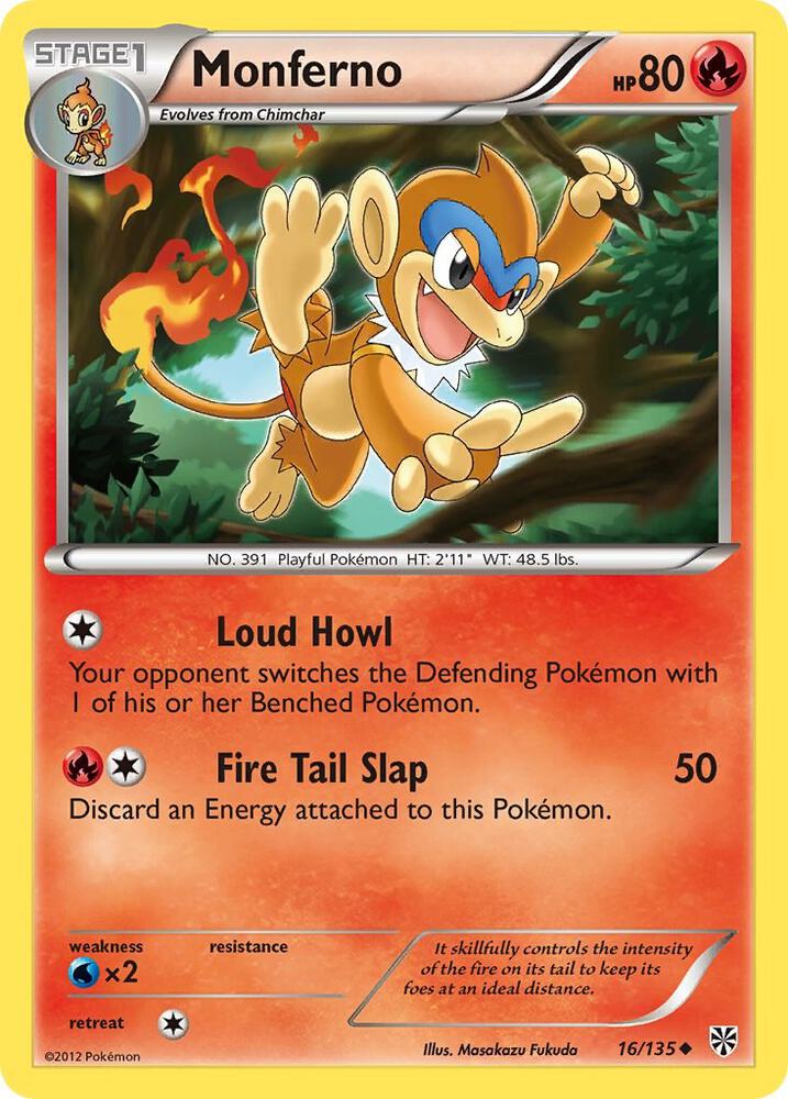 Monferno 16/135 card from Plasma Storm