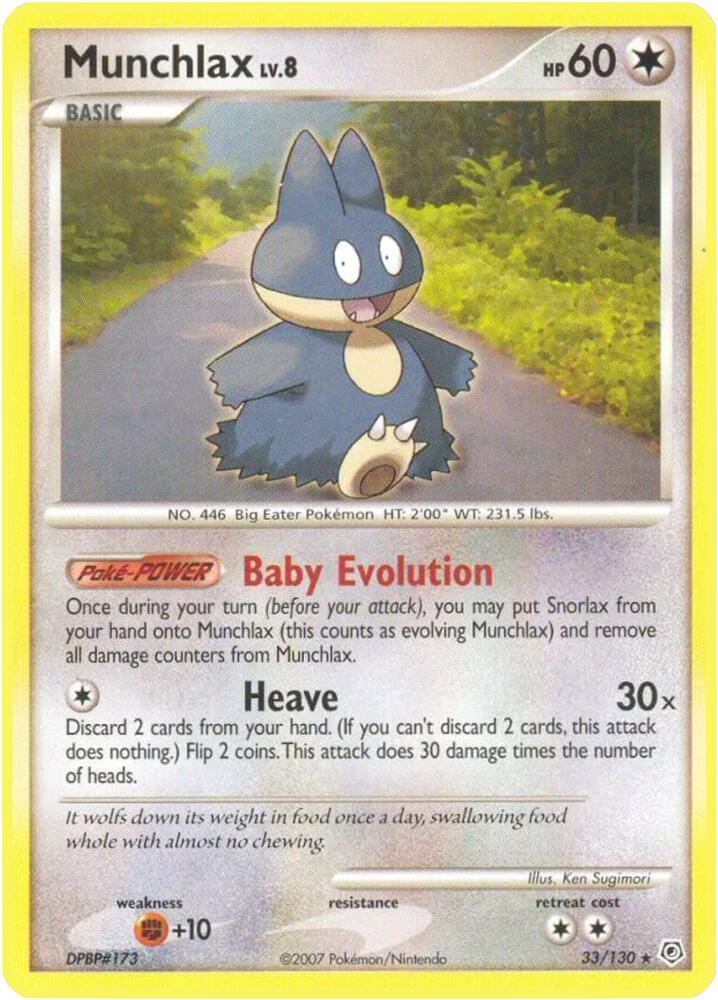Munchlax 33/130 card from Diamond and Pearl