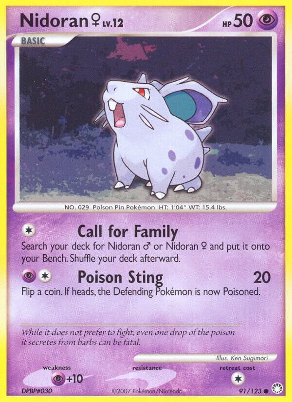 Nidoran F 91/123 card from Mysterious Treasures