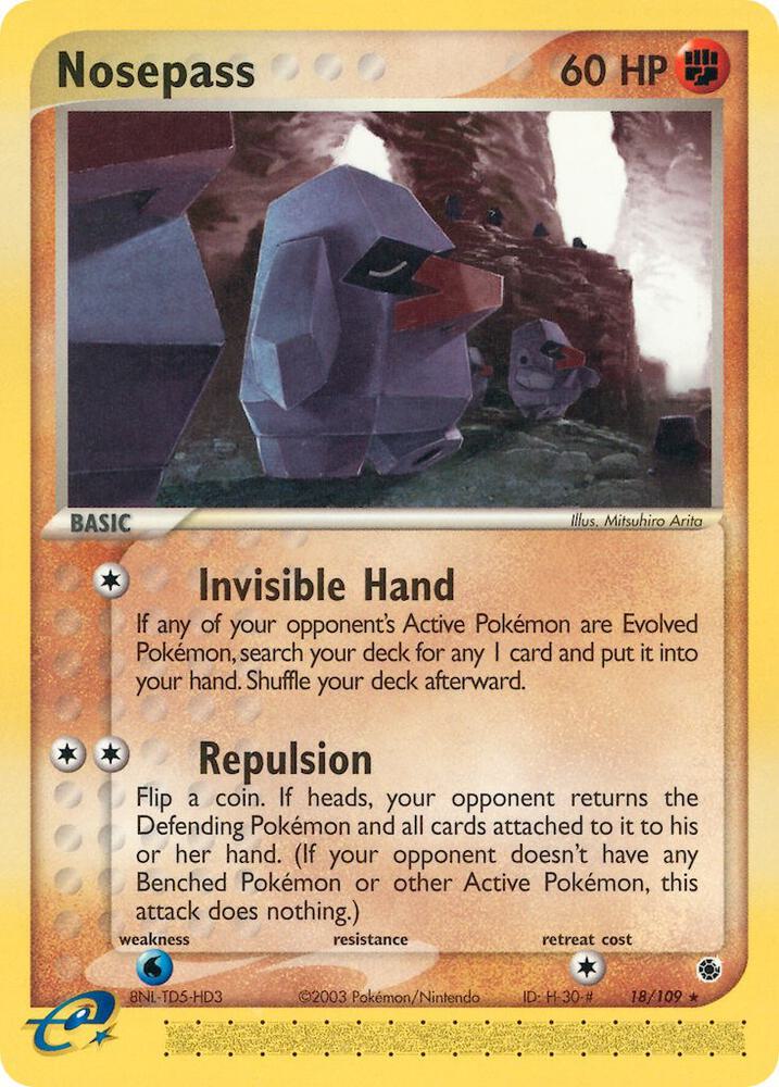 Nosepass 18/109 card from Ruby and Sapphire