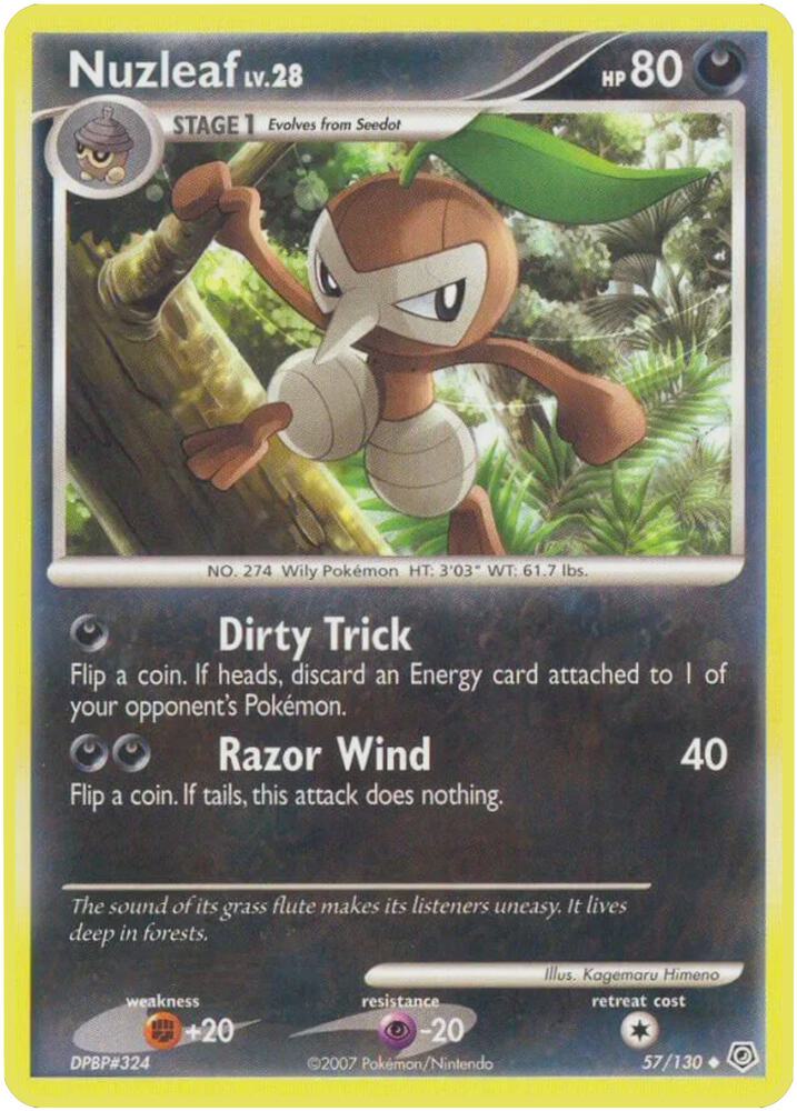 Nuzleaf 57/130 card from Diamond and Pearl