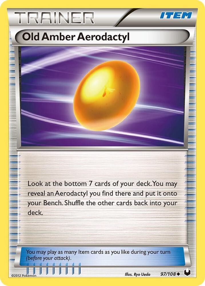 Old Amber Aerodactyl 97/108 card from Dark Explorers