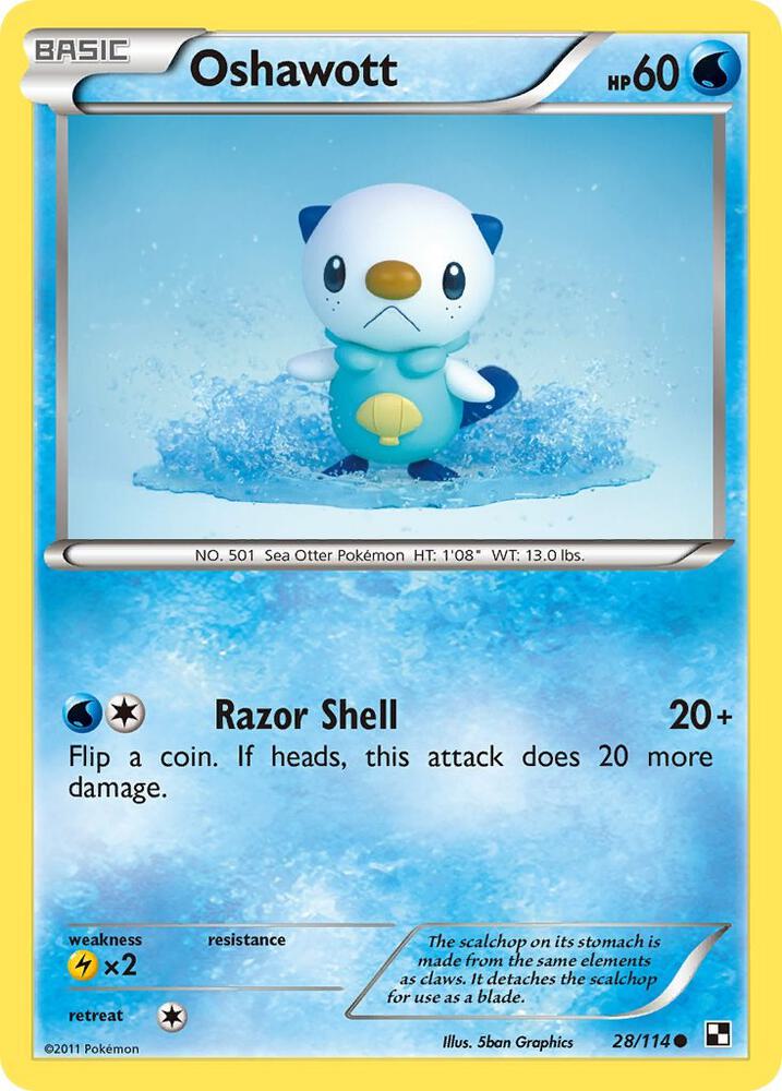 Oshawott (28) 28/114 card from Black and White
