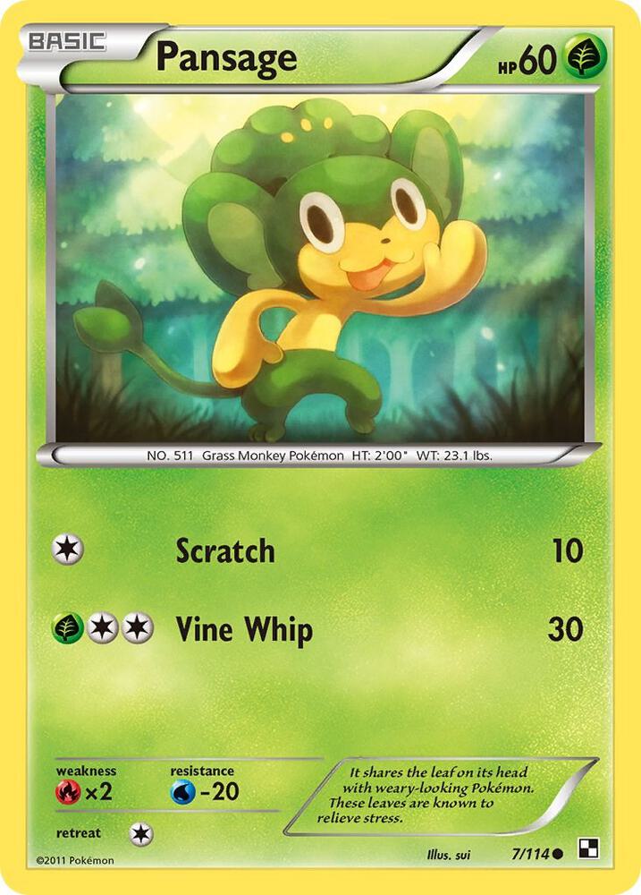 Pansage 7/114 card from Black and White