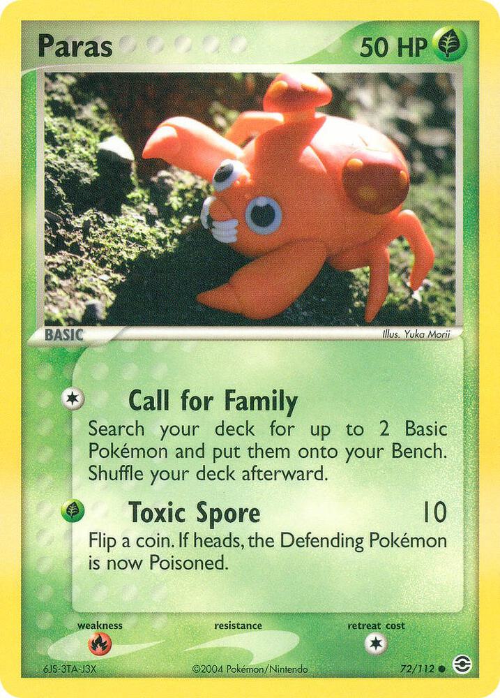 Paras 72/112 card from FireRed & LeafGreen