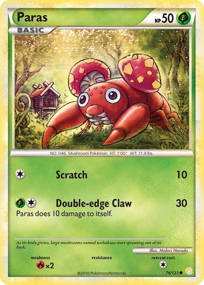 Paras 76/123 card from HeartGold SoulSilver